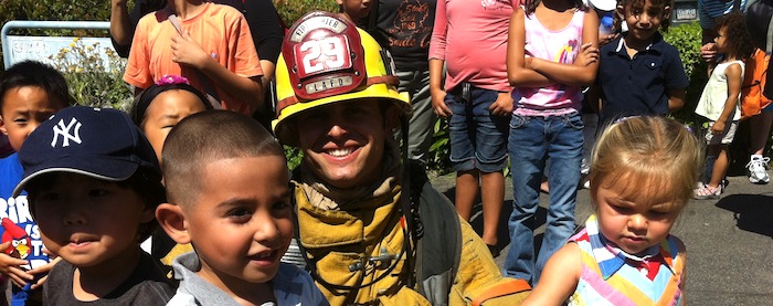 firefighter with kids