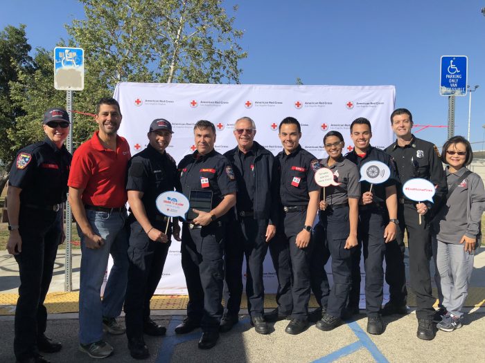 MySafe:LA, the American Red Cross, and the LAFD pose for a photo