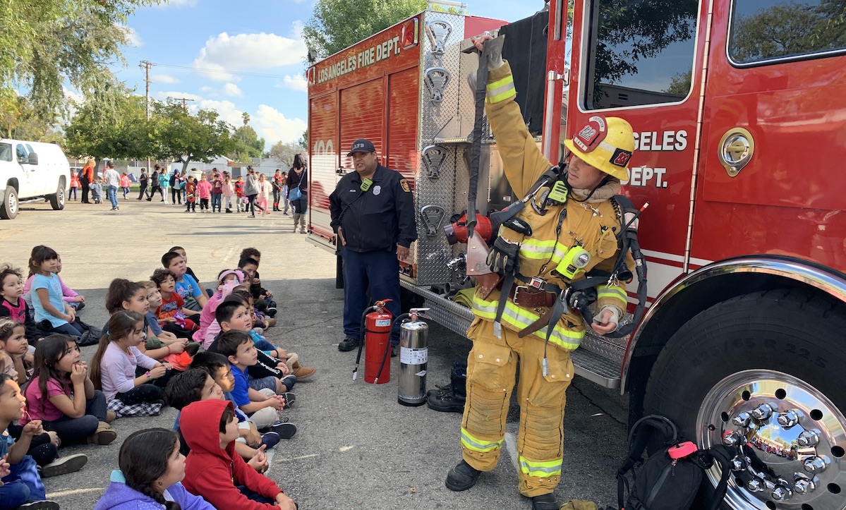 3rd and 4th grade students learn about fire safety.