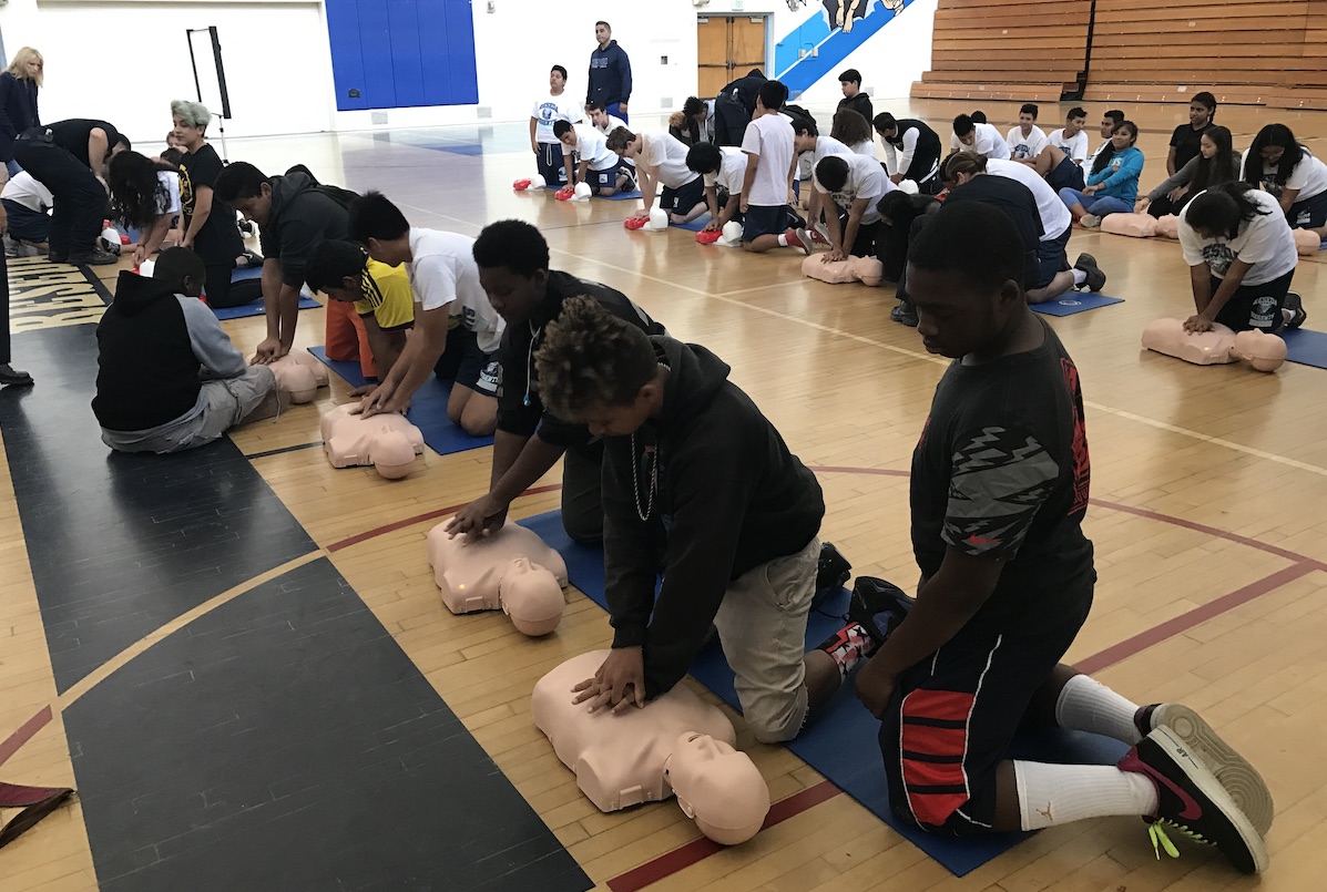 MySafe:LA teaches LAUSD students CPR.